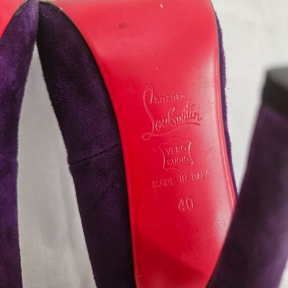 Christian Louboutin Fifi 100 Suede Pumps Purple - Size 10 - Picture 12 of 13